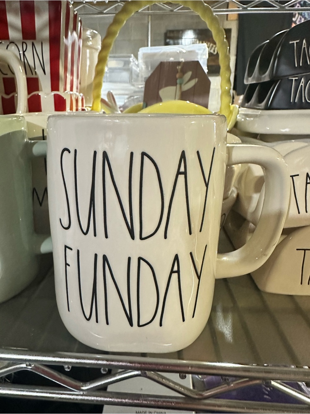 Rae Dunn White Ceramic "Sunday Funday" Mug